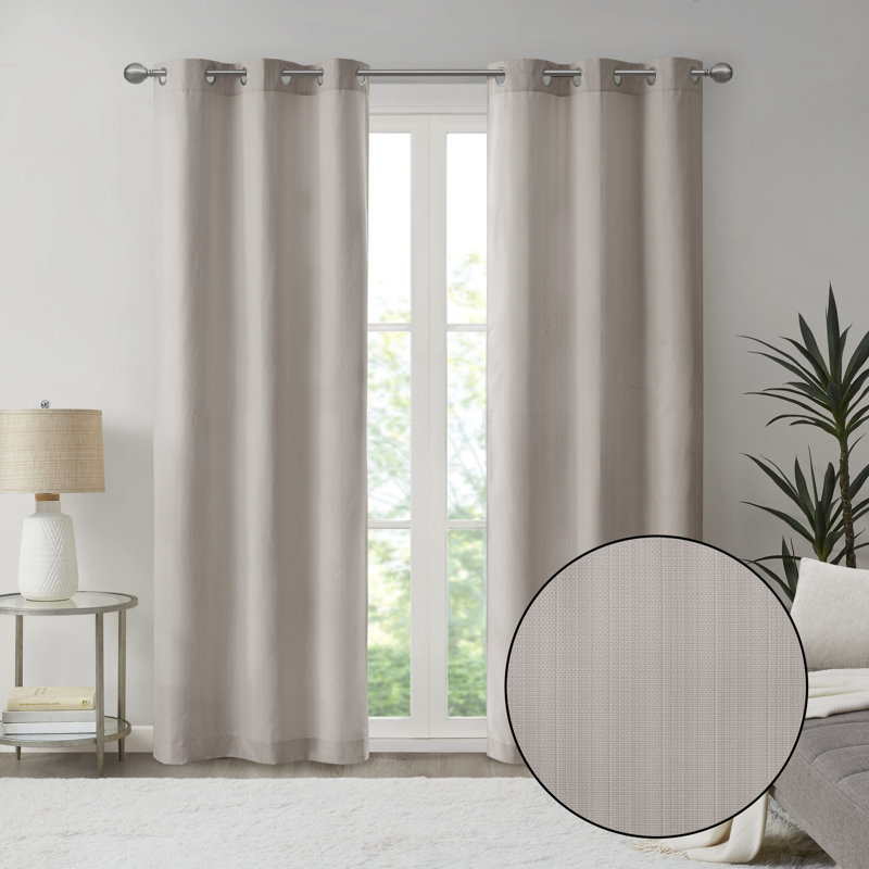 Taupe Basketweave Blackout Outdoor Curtain Panel Pair