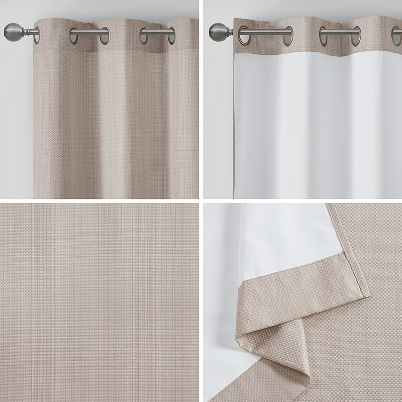 Taupe Basketweave Blackout Outdoor Curtain Panel Pair