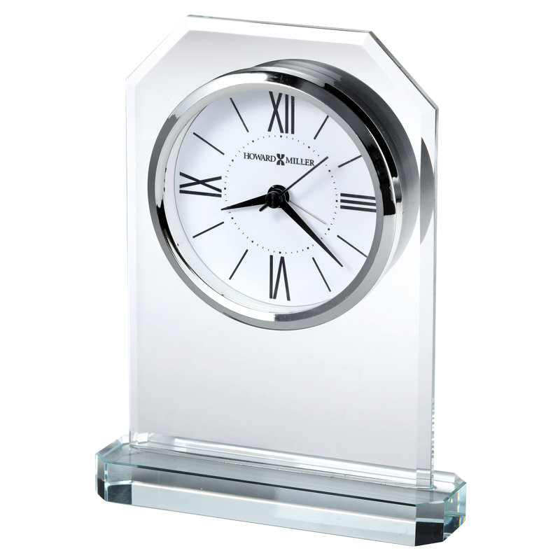 Quincy Transparent Crystal Table Clock with Roman Numerals
