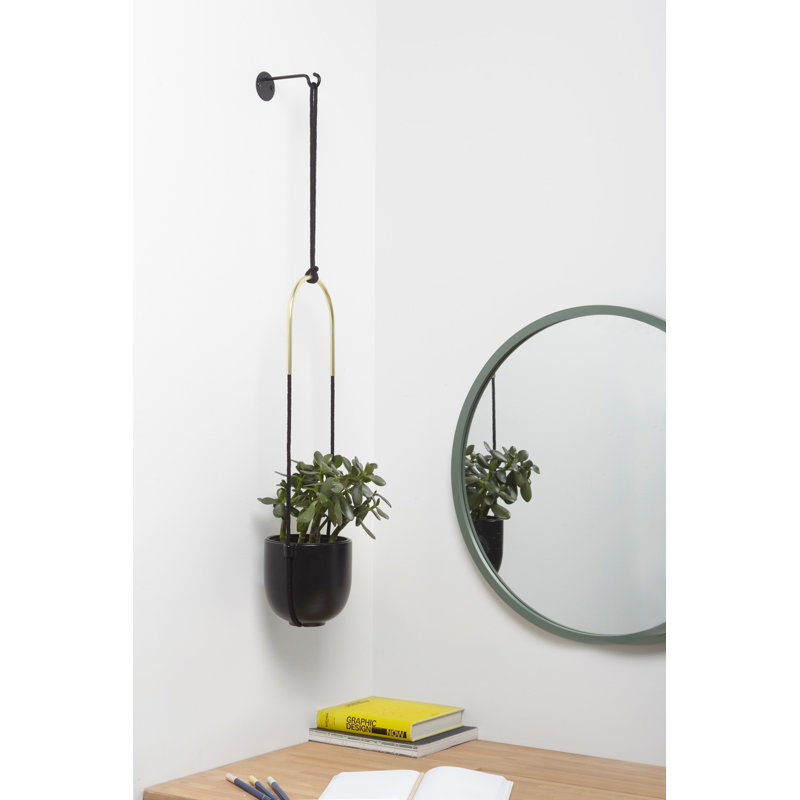 Bolo Soft Curve Black Ceramic Indoor/Outdoor Hanging Planter