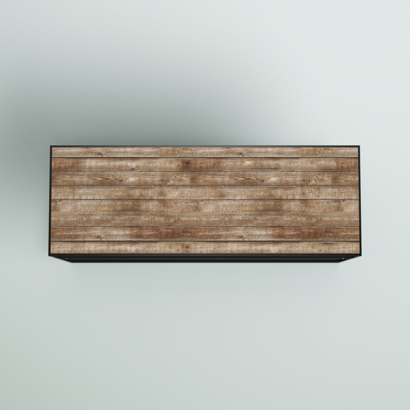 Nordic Black 55'' Rustic Boat Wood & Iron Console Table with Storage