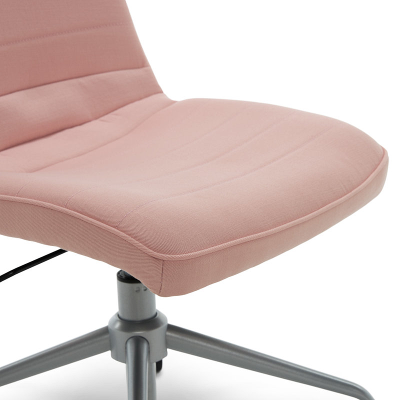Adelaide Adjustable Pink Fabric Task Chair with Wood Accents
