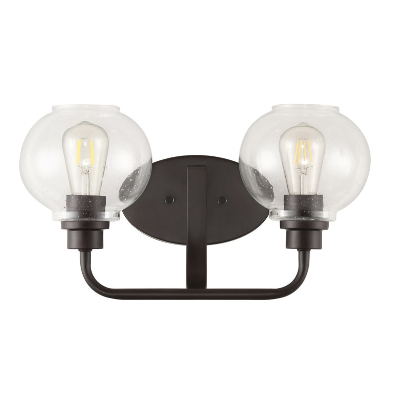 Sandrine French Country 17.5" Oil-Rubbed Bronze Vanity Light with Clear Seeded Glass