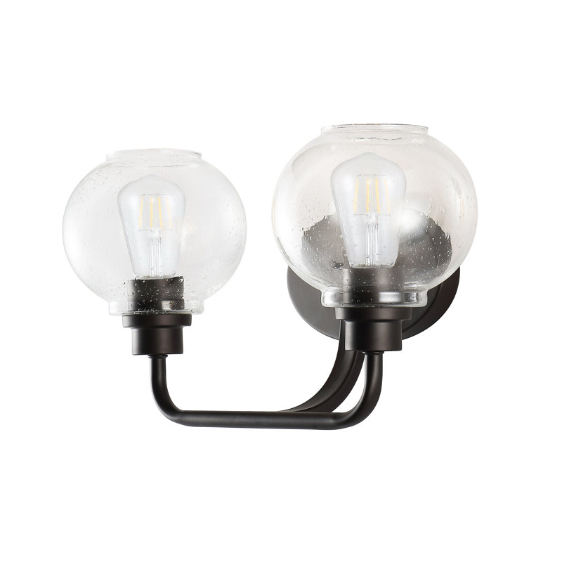 Sandrine French Country 17.5" Oil-Rubbed Bronze Vanity Light with Clear Seeded Glass