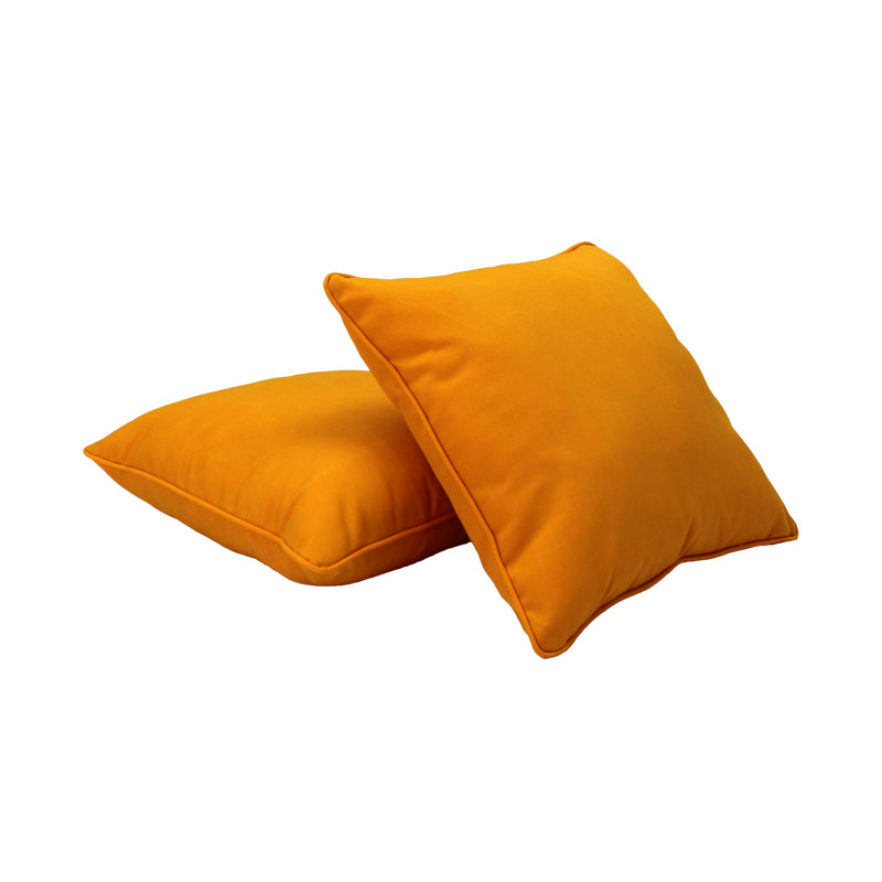 Marigold 15" Square Olefin Indoor/Outdoor Pillow Set with Piping