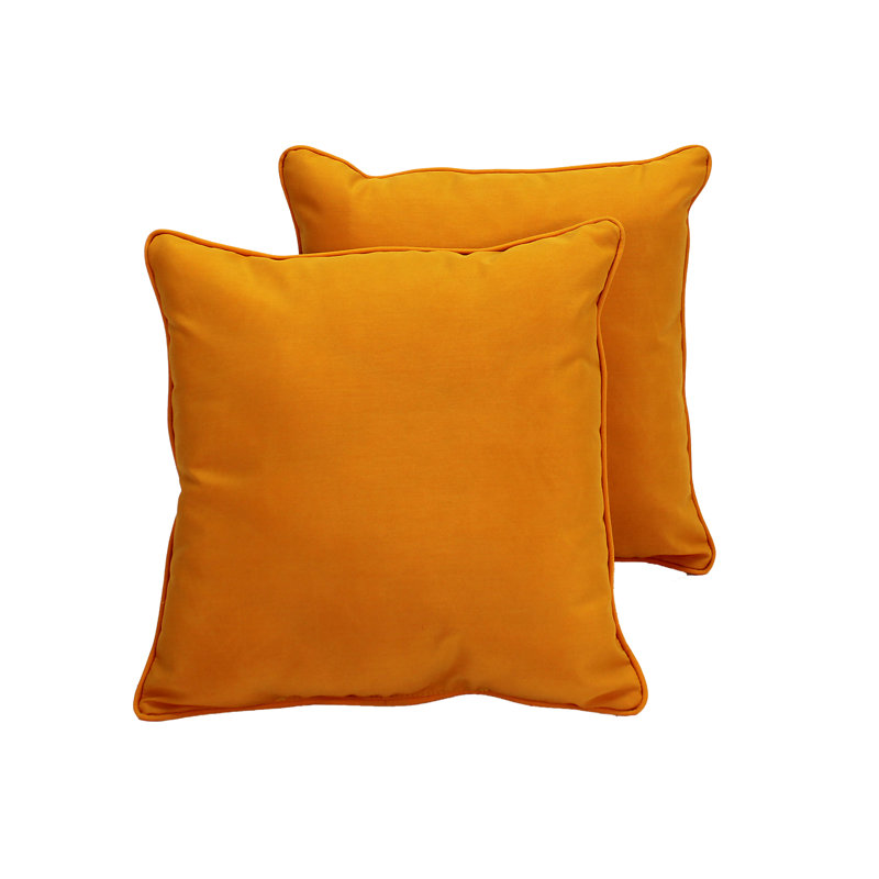 Marigold 15" Square Olefin Indoor/Outdoor Pillow Set with Piping