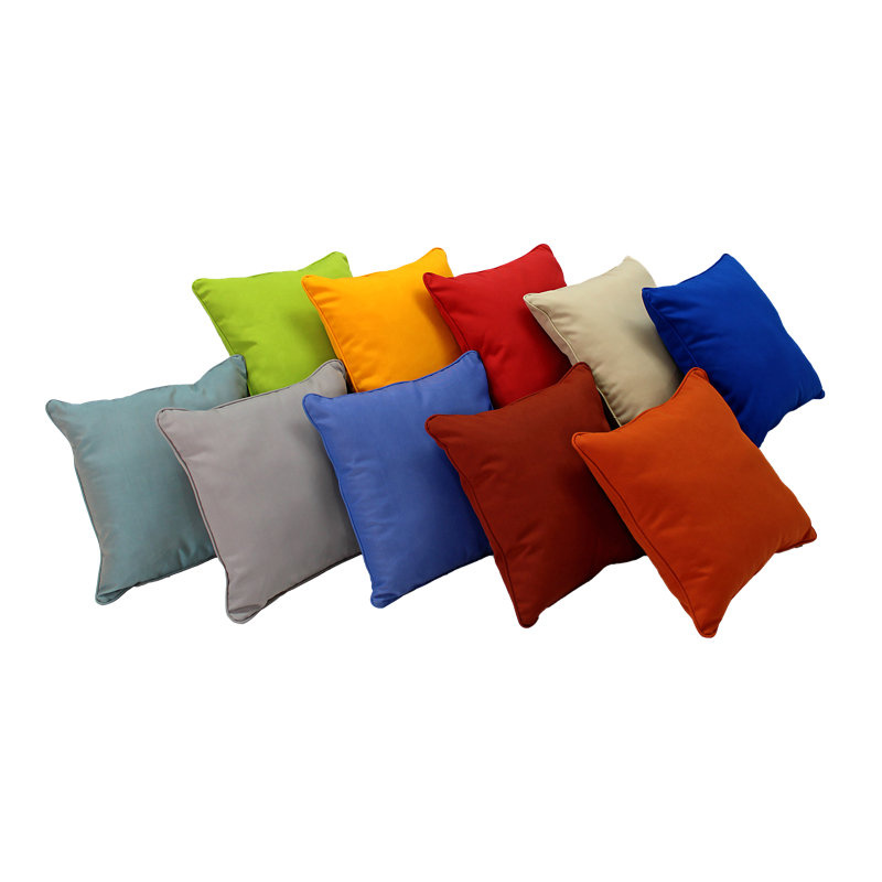 Gray Synthetic Square Indoor/Outdoor Throw Pillow Set with Piping