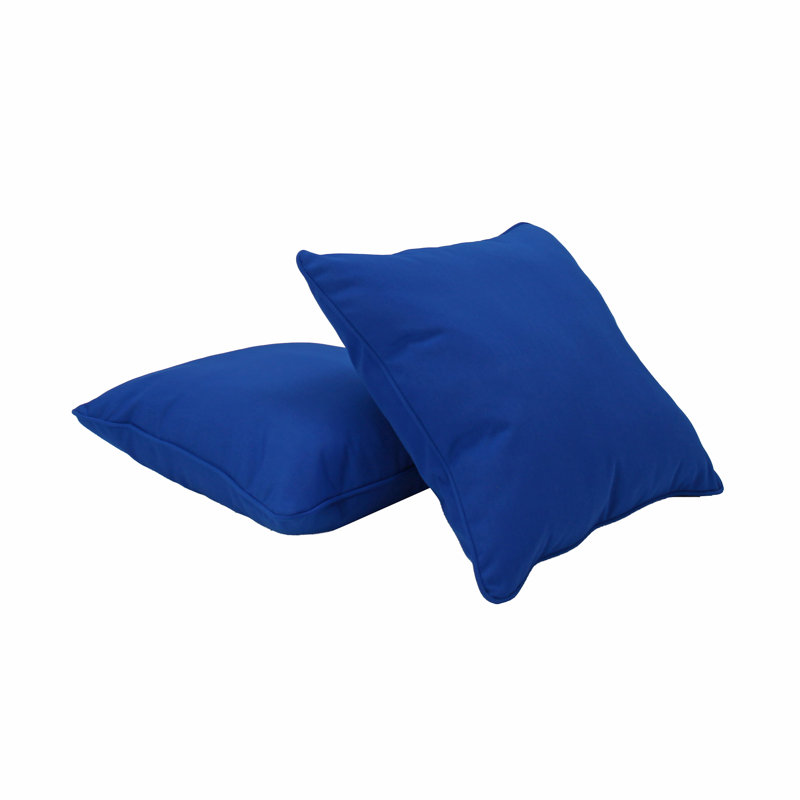 Brilliant Blue 15'' Square Outdoor/Indoor Pillow Set with Piping