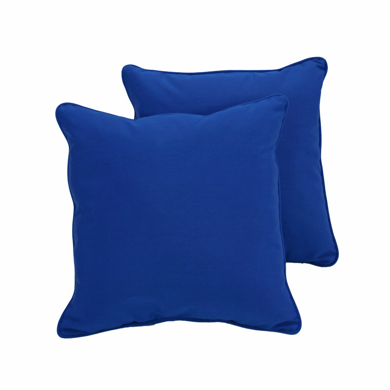 Brilliant Blue 15'' Square Outdoor/Indoor Pillow Set with Piping