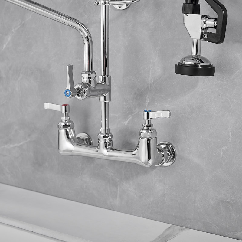 Polished Chrome High-Arc Commercial Kitchen Faucet with Pull-out Spray