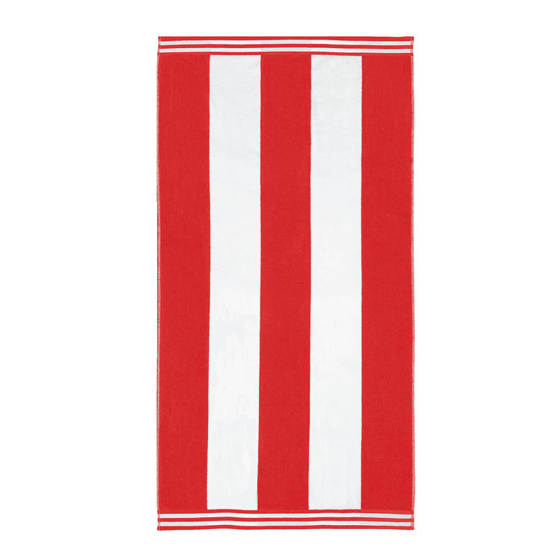 Oversized Red and White Cotton Cabana Stripe Beach Towel