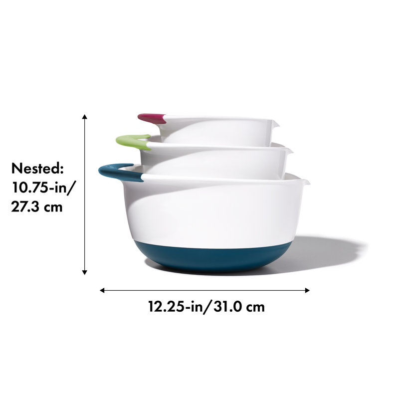Good Grips 3-Piece White and Multicolor Mixing Bowl Set