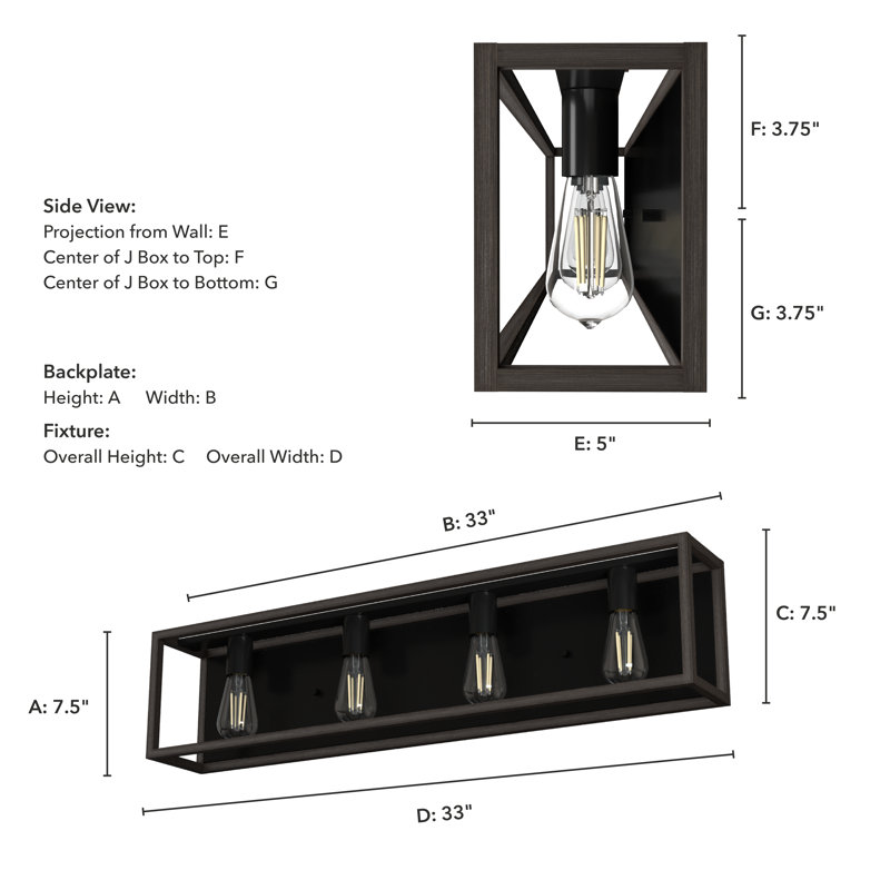 Squire Manor 33" Matte Black Outdoor Dimmable Vanity Light