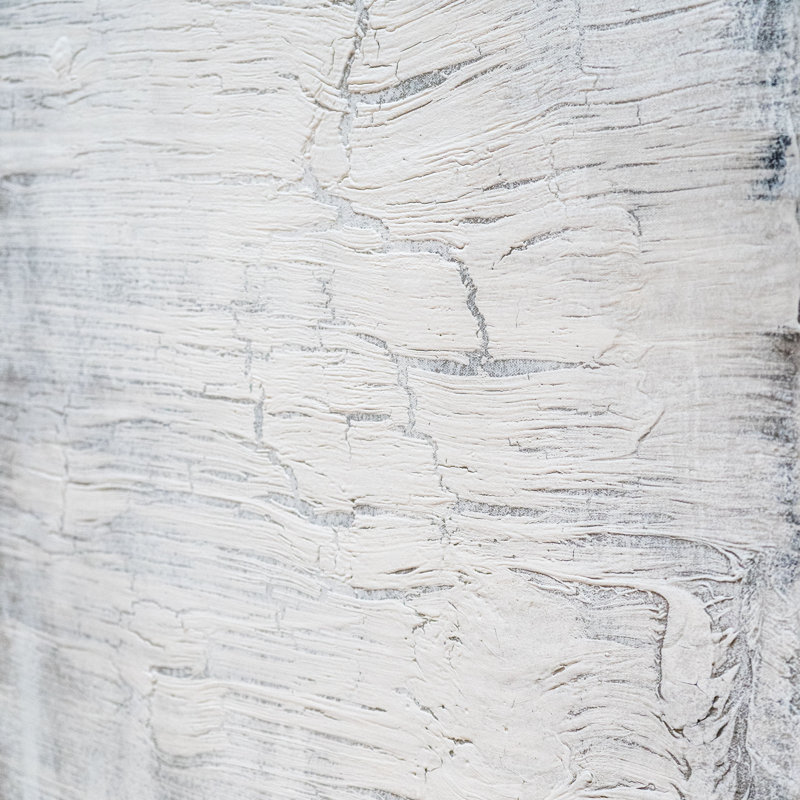Oversized Monochromatic Abstract Canvas with Black and Silver Frame