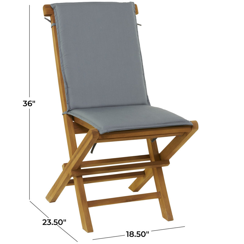Teak Wood Outdoor Folding Dining Chair with Gray Cushions