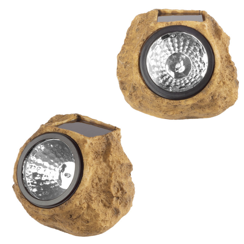 Brown Faux-Stone Solar LED Pathway Lights, 4-Pack