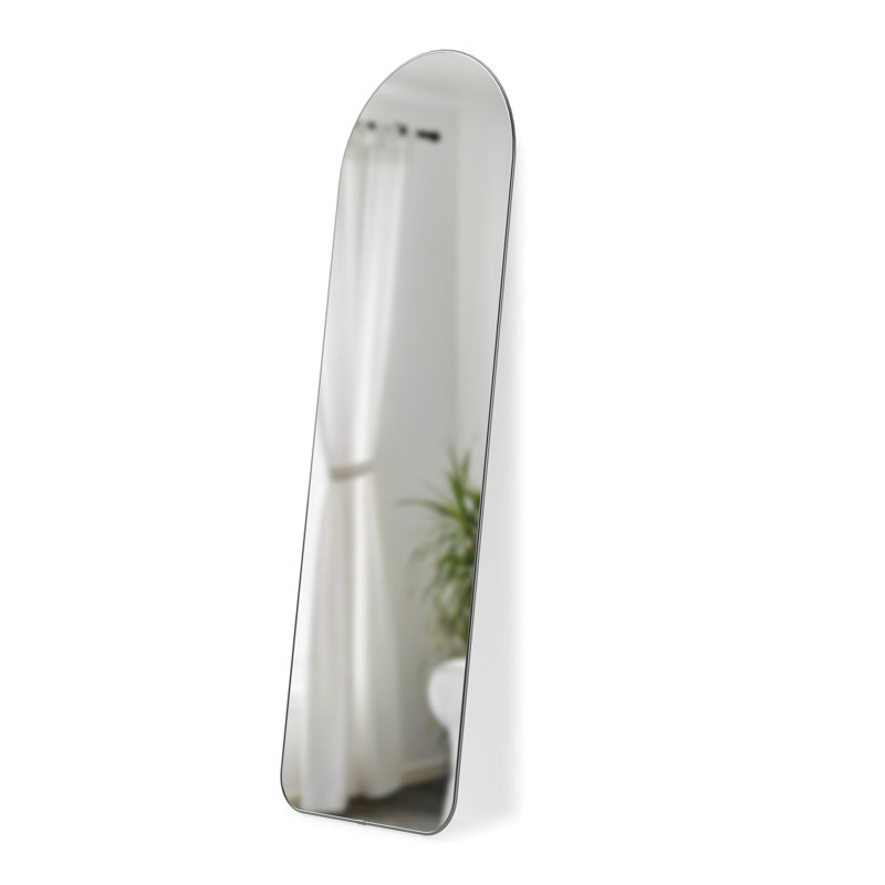 Black Arch Full-Length Leaning Mirror with Metallic Frame