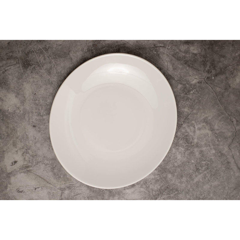 12'' Glossy White Porcelain Dinner Plates Set of 6