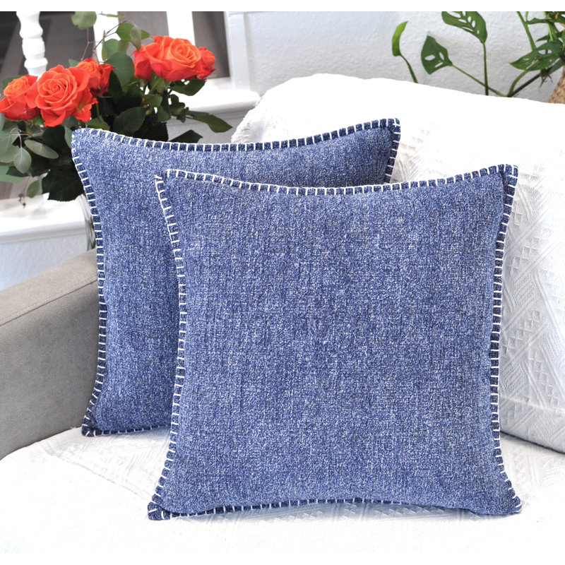 Orange Chenille 26" x 26" Square Throw Pillow Covers Set