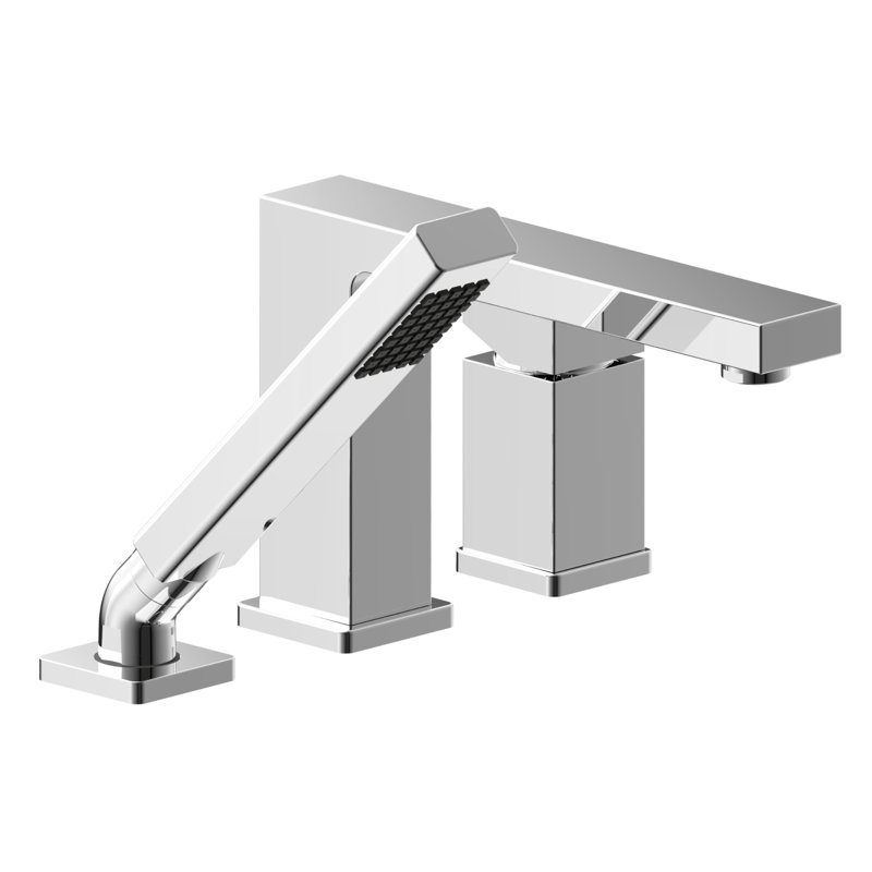 Chrome Single Handle Deck Roman Tub Faucet with Diverter