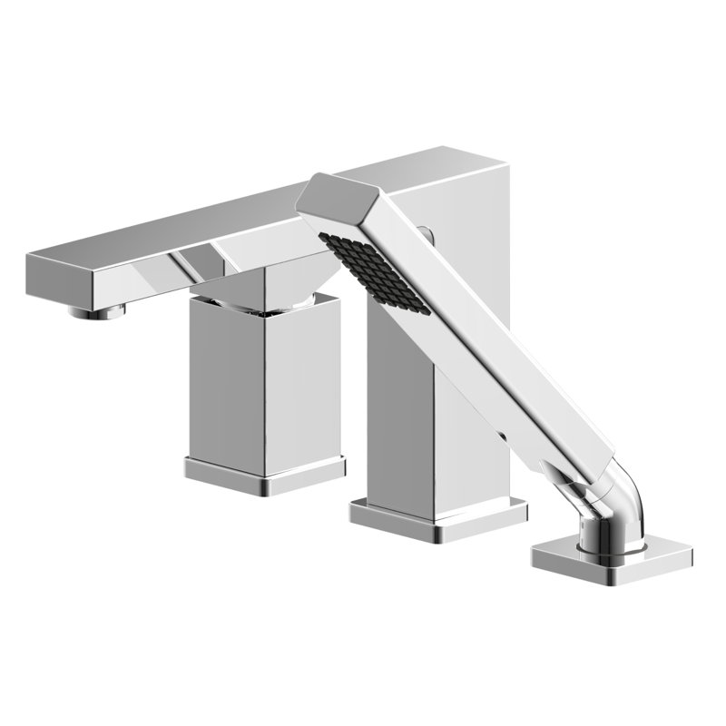 Chrome Single Handle Deck Roman Tub Faucet with Diverter