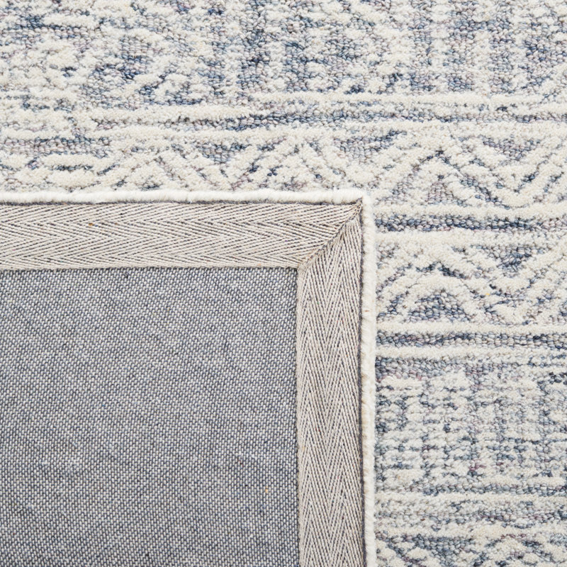 Hand-Tufted Abstract Gray Wool Square Area Rug