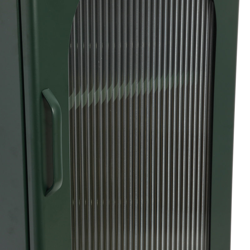 Solstice Arched Glass Door Metal Storage Cabinet in Dark Green