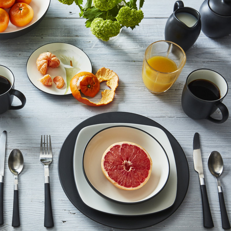 Graphite Matte Ceramic Soup and Cereal Bowls Set of 4
