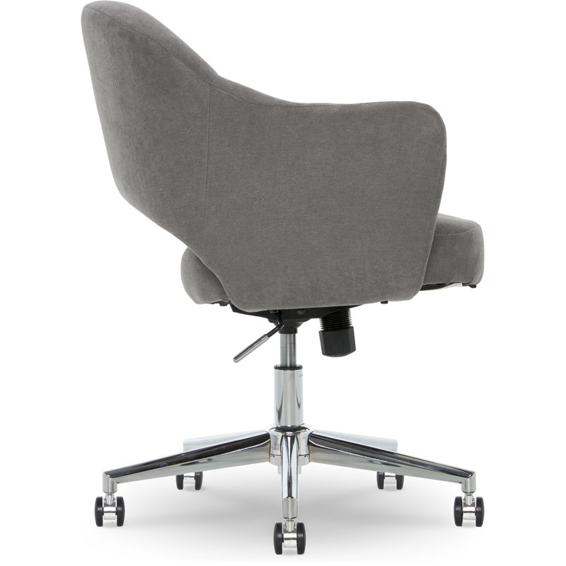 Gray Fabric Swivel Home Office Chair with Chrome Accents