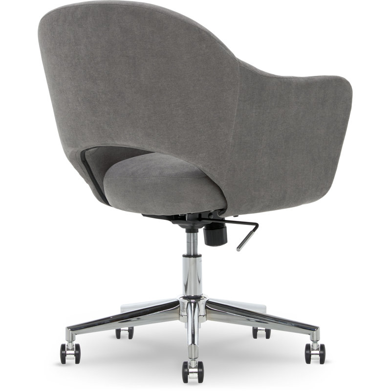 Gray Fabric Swivel Home Office Chair with Chrome Accents