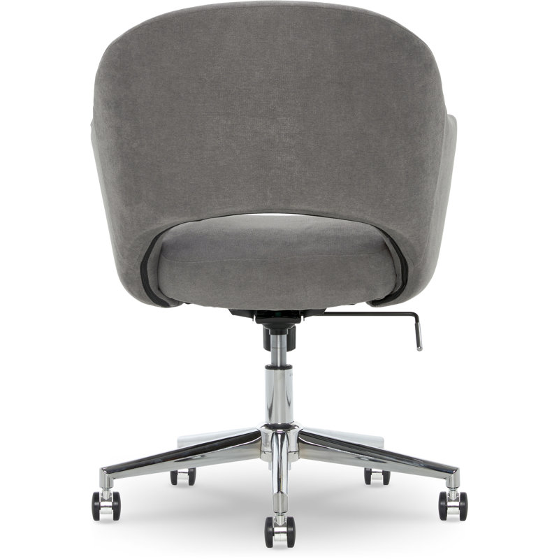 Gray Fabric Swivel Home Office Chair with Chrome Accents
