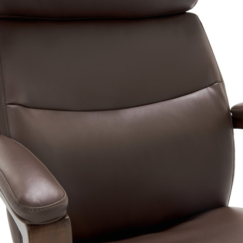 Modern Executive High-Back Brown Leather Swivel Chair with Lumbar Support