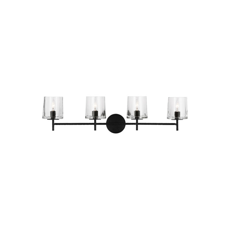 Marietta Aged Iron 4-Light Vanity Sconce with Clear Glass Shades
