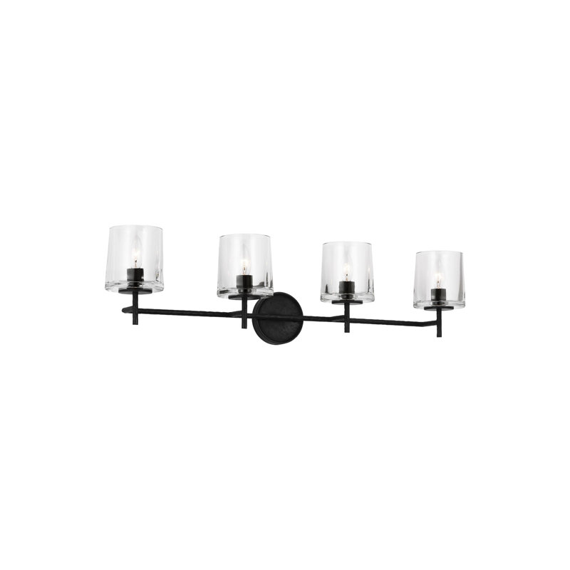Marietta Aged Iron 4-Light Vanity Sconce with Clear Glass Shades