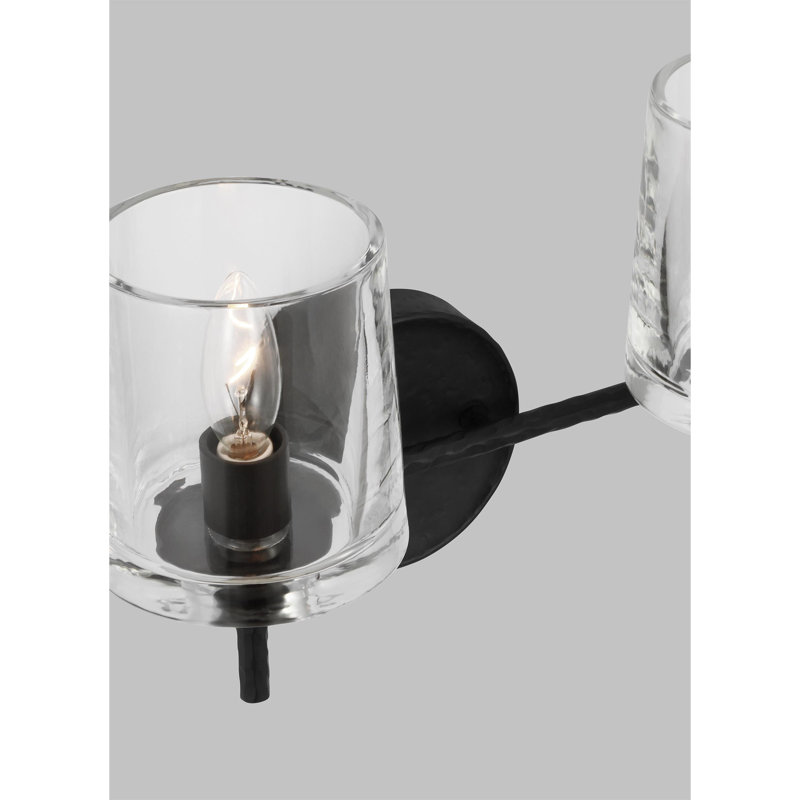 Marietta Aged Iron 2-Light Vanity with Clear Glass Shades