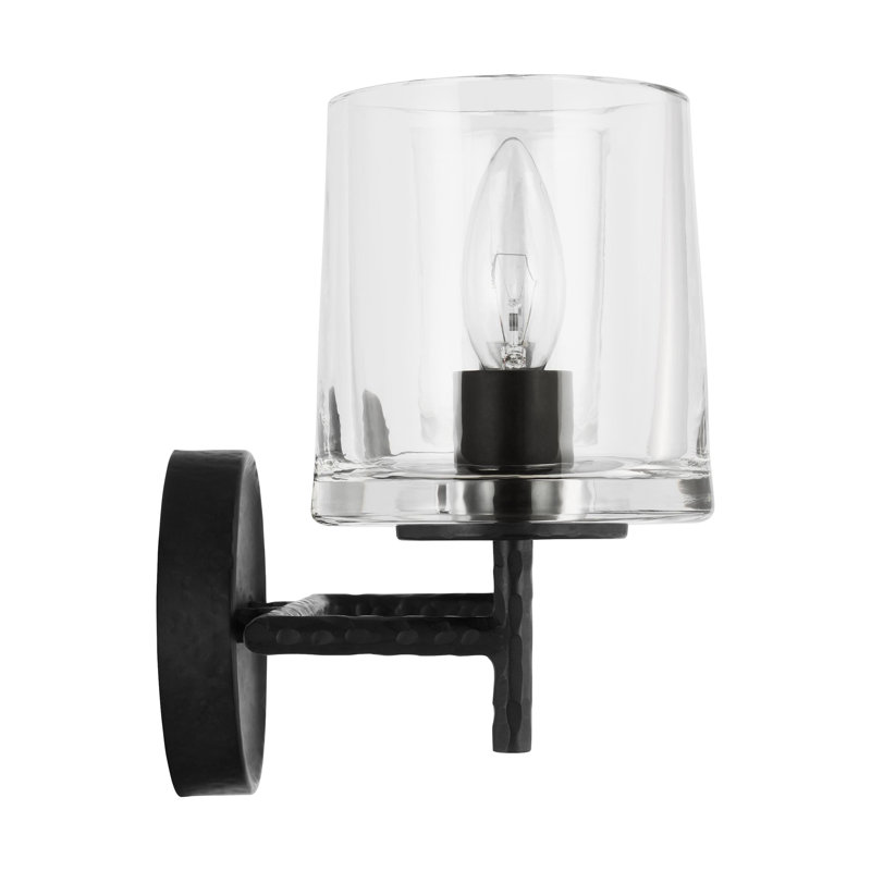 Marietta Aged Iron 2-Light Vanity with Clear Glass Shades