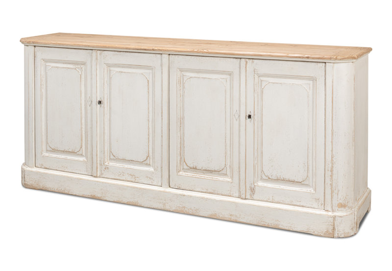Antique Whitewash Pine 4-Door Sideboard