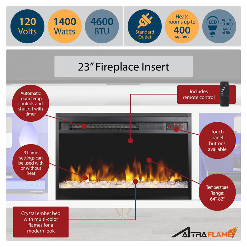 Finley 70" White Electric Fireplace TV Stand with Glass Shelves
