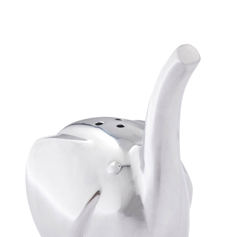 Silver Elephant Shaped Metal Salt and Pepper Shakers