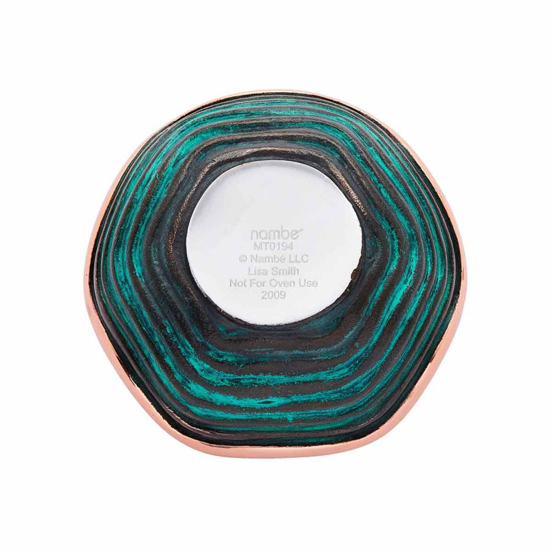 Copper and Verdigris Scalloped Edge Salad Bowl