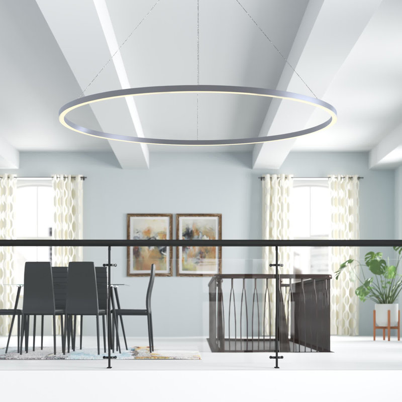 Tania Sleek Circular Adjustable LED Chandelier in Satin Silver