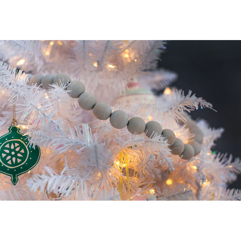 6'2" Gray Beaded Wooden Garland