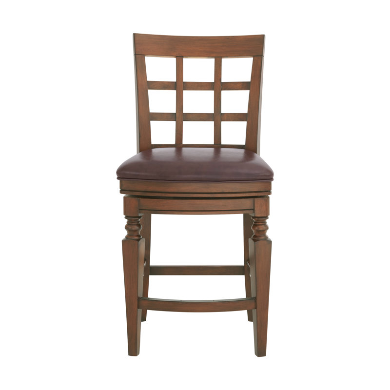 Elegant Mahogany Rubberwood Counter Height Swivel Stool, Set of 2