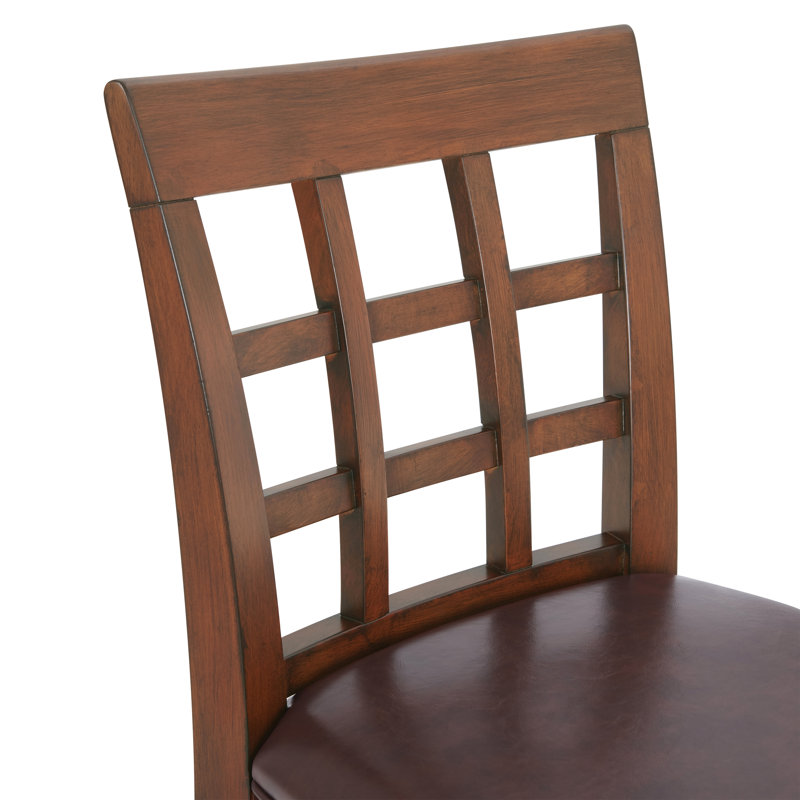 Elegant Mahogany Rubberwood Counter Height Swivel Stool, Set of 2