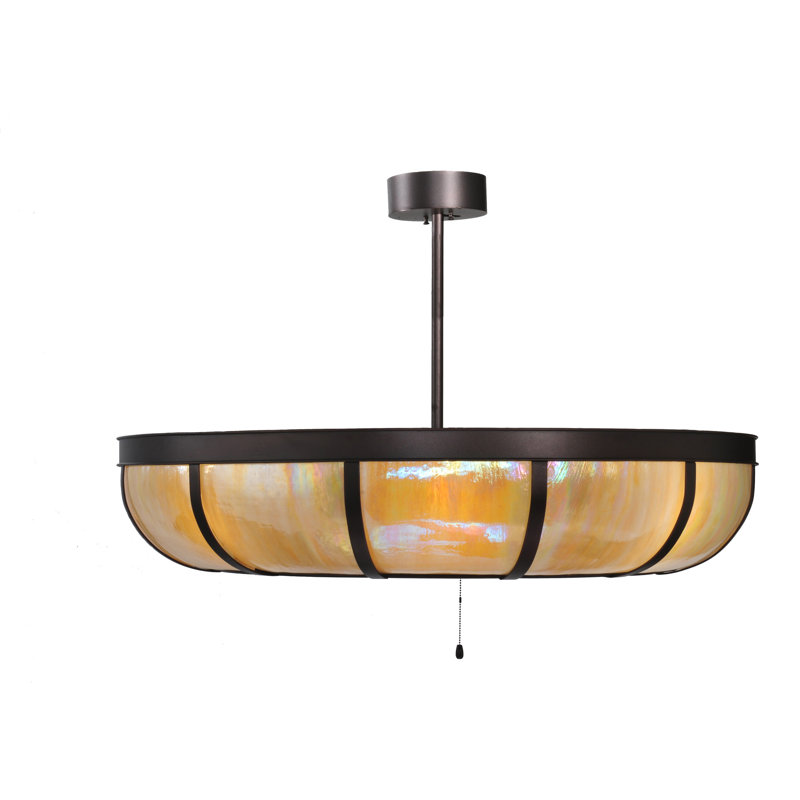 Meyda Mahogany Bronze 8-Light Drum Chandelier with Fan
