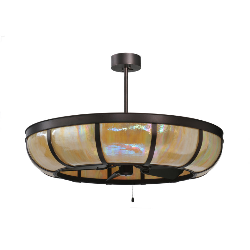 Meyda Mahogany Bronze 8-Light Drum Chandelier with Fan