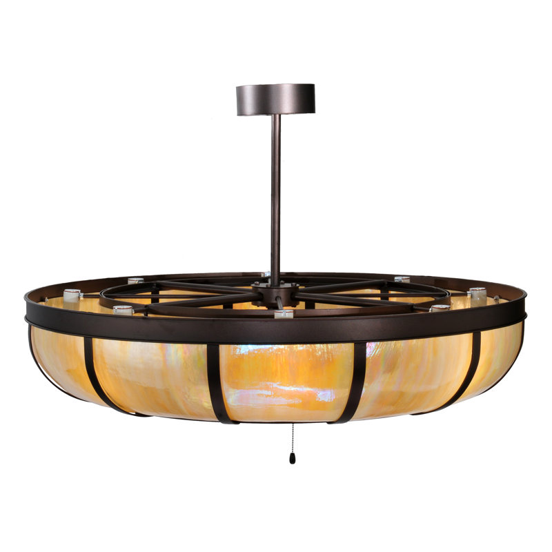 Meyda Mahogany Bronze 8-Light Drum Chandelier with Fan