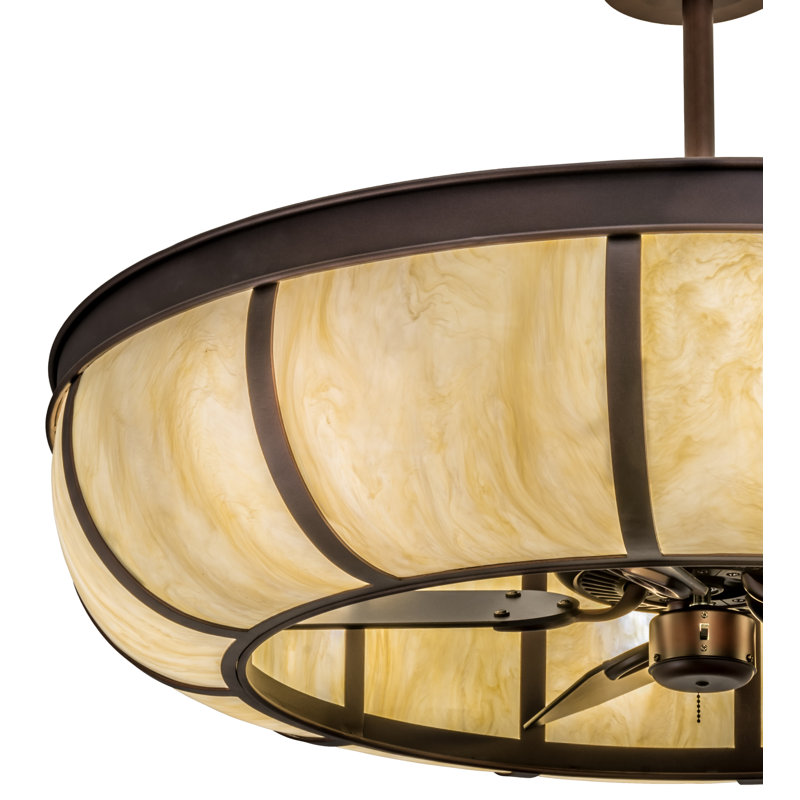 Meyda Mahogany Bronze 8-Light Drum Chandelier with Fan
