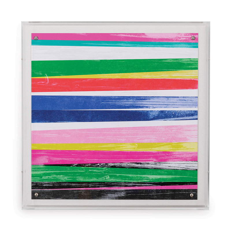 Square Acrylic and Paper Landscape Painting with Shadow Box Frame