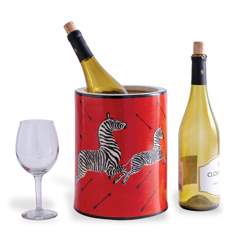 Red Porcelain Zebra Print Ice Bucket
